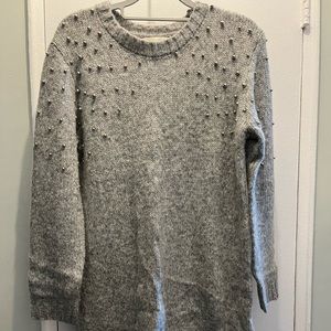 Embellished Gray Sweater Dress